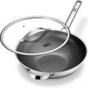 Wok pan with Lid, Hybrid Ceramic 13 Inch Tri-Ply Stainless Steel Woks
& Stir-fry Pans Nonstick, Non-Toxic, PFAS/PFOA/PTFE Free, Metal Utensil Safe, Dishwasher & Oven Safe, Induction Compatible