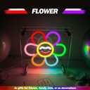 Goneons Flower Neon Sign Dimmable Multicolor Flowers Neon Lightbox for Desk, Double-Layer Smiling Face Flower LED Light up Signs for Table Bedroom Living Room Office Party Bar Restaurant Wall Decor