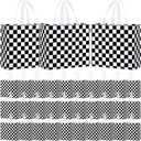 Abbylike 30 Pack Checkered Racing Race Car Gift Bag Bulk Large Goodie Bag Black White Non Woven Tote for Car Birthday Party