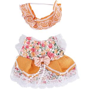 17cm Doll Clothes Set, Cute Orange Dress & Headband Kawaii Dolls Outfit Adorable Clothing Accessories for Girls & Collectors (No Doll)