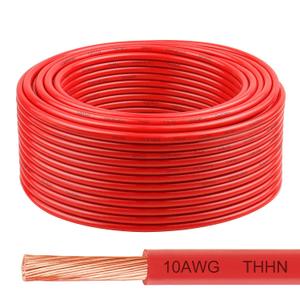 THHN Wire 10 Gauge 150 FT, 10 AWG Stranded OFC Copper Electrical Building Wire with Nylon Jacket PVC Insulation, Rated 600V for Residential, Industrial, CNC, Ground (10 Gauge, Red)