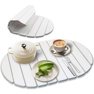 Large Stone Dish Drying Mats for Kitchen Counter,Quick Dry Stone Dishes Mats, Non-Slip Diatomaceous Earth Drying Mat for Multi - Purpose, Match Any Countertop (White, 23.6" x 15.4" )