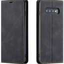 QLTYPRI for Samsung Galaxy S10e Case, Premium PU Leather Cover TPU Bumper with Card Holder Kickstand Hidden Magnetic Adsorption Shockproof Flip Wallet Case for Samsung Galaxy S10e - Black