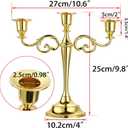 OwnMy 3 Arms Metal Candelabra Candlestick Silver European Elegant Candle Holder Candle Stand for Wedding Dining Table Christmas Party Home Decoration (Golden Tone)