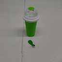 Frozen Magic Slushy Maker Cup - Slushie Cup for Making Various Milkshakes and Ice Creams,Double-Layer Squeeze Reusable Smoothie Cup - Great Gifts for Family and Friends (Green)