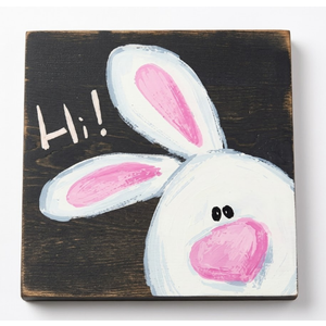 Easter Wooden Door Sign Bunny Welcome Hanging Sign Rustic Farmhouse Wood Wreath Sign for Easter Spring Coffee Shop Window Home Decor 10.5 x 10.5 ( 2 PACK )