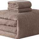 Queen Comforter Set - Mocha Soft Bedding for All Seasons, 3 Pieces, 1 Comforter (90"x90") and 2 Pillow Shams (20"x26"+2")- Herringbone Fleece Thick Warm Bedding, Fuzzy Soft Cozy for Winter