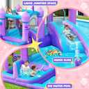 Water Bounce House with Slide for Kids 3-8, Purple Inflatable Bouncy Castle 12.5 * 6FT with 480W Blower Jumping Space Ball Pit Swimming Pool, Indoor Bouncy House for Party Birthday Event Gift, 12.5X10.6X6 Ft