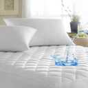 Abstract Bed Mattress Protector Waterproof - Quilted Mattress Pads Fitted - Breathable Soft Topper RV/Travel Trailer - Noiseless - Machine Washable - 44" x75" White