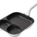 Egg Frying Pan 3-In-1 Pancake Omelette Pan Titanium Nonstick Grill Pan Breakfast Skillet with Ergonomic Handle Suitable for Gas Stove & Induction Cookware 3-Cup (One Size)