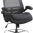 BOLISS Big and Tall Drafting Chair 400lbs - High Back Ergonomic Office Chair for Standing Desk with Double Thick Seat Cushion, Adjustable Foot Ring, Lumbar Support & Flip Up Armrests (Black), BLS-2818HDS