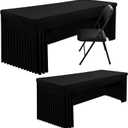 Smiry 2 Pack Spandex Open Back Tablecloth,Elastic Fitted Stretch Tablecloth for 6FT Rectangle Tables,Waterproof Washable Table Cover Skirt for Wedding, Banquet & Parties (Black, 72Lx30Wx30H Inch)