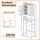 Kalrin Over-the-Toilet Storage Cabinet with Fluted Wave Doors and Adjustable Shelf, Wood Over-Toilet Storage Rack with Drain Basket, Freestanding Bathroom Organizer for Balcony Laundry, Pure White