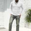 NITAGUT Men's Polo Shirts Shorts& Long Sleeve Casual Slim Fit Workout Shirts (White, XXL)