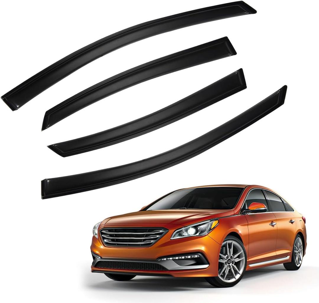 Rain Guards Compatible with 2015-2019 Hyundai Sonata,Tape-On Side Window Visor Wind Deflector Vent Visors Car Accessories 4pcs