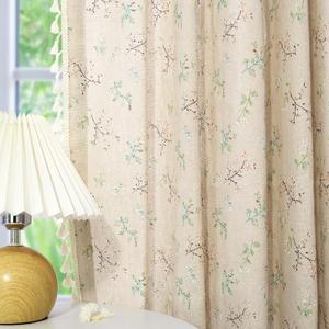 Floral Curtains Farmhouse Curtains for Living Room 84 Inch Length Linen Floral Patterned Curtain Rod Pocket Bedroom Drapes with Tassel, 2 Panels