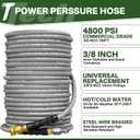 5000PSI Pressure Washer Gun and Hose Kit, 100FT Kink Resistant Steel Braided Power Washer Hose with 3/8" Swivel Quick Connector and M22 14mm Adapters Replacement/30" Extension Washer Wand