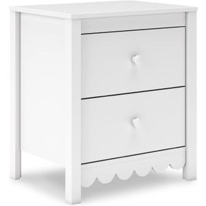 Signature Design by Ashley Hallityn Minimalist 2 Drawer Nightstand, Smooth-Gliding Drawers, Wood, 21.34" W x 15.94" D x 24.37" H, Matte White Finish