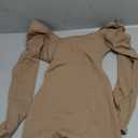 Long Sleeve Bodysuits One Piece Jumpsuit for Women with Square Neck and Butt Scrunch Leggings Seamless  Rompers Beige S