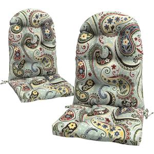 LVTXIII 2 Pack Outdoor Adirondack Chair Cushions, 44x19x4 Inch Water Repellent Patio Cushions for Rocking Chairs, Thick Tufted High Back Seat Cushion Set, Paisley Light Cyan