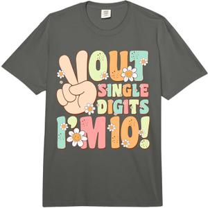 Peace Out Single Digits Retro Groovy 10th Birthday Girl Comfort Colors Adult Heavyweight T-Shirt, Small