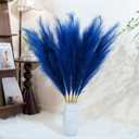 Premium Faux Blue Pampas Grass Tall – 55" Tall Ultra-Fluffy 24-Branch One-Piece Stems No Assembly, Luxury Silk-Feel Artificial Pampas Feather Flowers for Coastal Boho Wedding Home Decor (8 Stems)