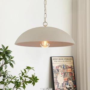 Dome Chandelier with Concrete Shade, Rustic Modern Pendant Light for Dining Room, Industrial Hanging Light Fixture for Entryway Farmhouse Foyer