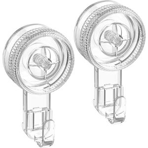 LUXEAR Suction Cup Hooks 2 Pack, Single Hook Design - Waterproof Vacuum Suction Hangers for Bathroom Kitchen, Removable Reusable PVC Suction Hooks for Towel Loofah Bathrobe Christmas Decor