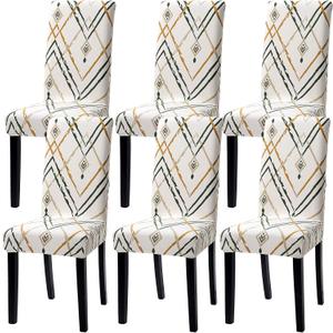 YISUN Dining Chair Covers, Stretch Spandex Chair Seat Cover Removable Washable Parson Chair Cover Kitchen Chair Protector Slipcovers (Light Beige, 6)