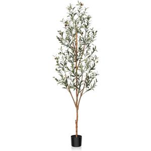 Kazeila Artificial Olive Tree 6FT Tall Faux Silk Plant for Home Office Decor Indoor Fake Potted Tree with Wood Branches and Fruits