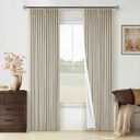 Beige Pinch Pleated 100% Blackout Linen Curtains for Bedroom 84 Inch Length Room Darkening with Liner Oatmeal Neutral Window Curtains 84 Inches Long for Living Room Black Out Pleat Drapes Back Tab