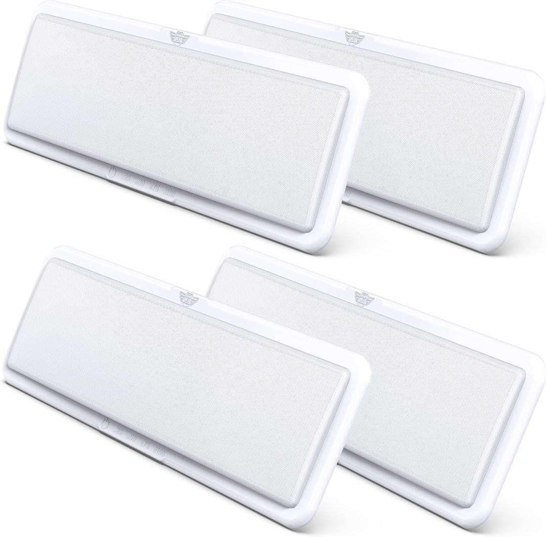 RV LED Ceiling Light Fixture 20" x 6.5" -1450 Lumen with Touch Dimmer Switch Interior Lighting for Car/RV/Trailer/Camper/Boat DC 12V Natural White 4000-4500K (4-PACK)