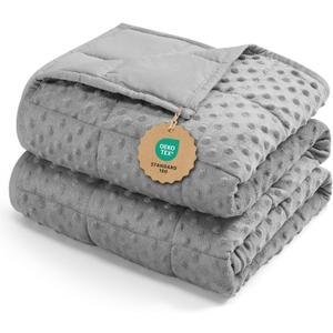 Kivik Weighted Blanket 12 lbs for Adults, Minky Dot Heavy Blankets, Microfiber Reversible Weighted Throw Blankets for All Seasons, Machine Washable, 48"x72" Twin Size, Grey