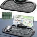 Multifunction Car Anti-Slip Mat Car Dashboard Mat 360° Rotating Adjustable Phone Holder with Hidden Parking Number Plate PVC Grid Style Mat