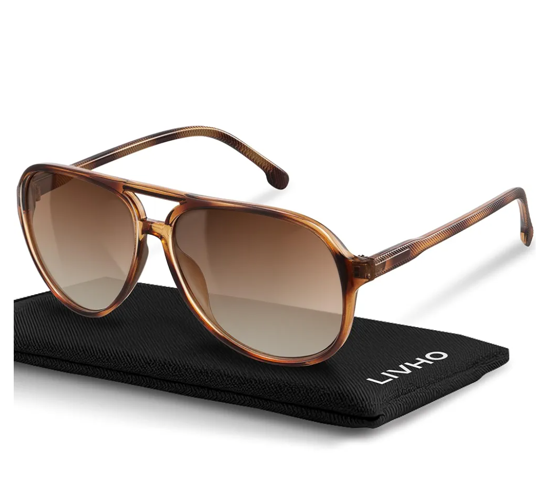 livho Trendy Polarized Aviator Sunglasses Women Men, Retro Sun Glasses for Women Men 2025, Oversized UV Protection Shades