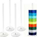 4Pcs Acrylic Ribbon Holder Rack,Washi Tape Organizer Wire Spool Stand Clear Acrylic Pack RibbonTape for for Sewing and Craft Rooms