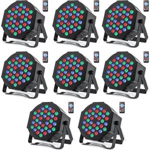 U`King LED Par Lights DJ Stage Light RGB 36 LED with Sound Activated Remote Control DJ Uplighting for Wedding Party Club Christmas Stage Lighting (8 Packs)