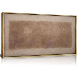 Framed Vintage Abstract Wall Art, Brown Beige Retro Neutral Canvas Print, Minimalist Earthy Tone Wall Decor for Living Room Bedroom Office, Ready to Hang, 40"L x 20"W