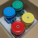 16 oz Glass Mason Jars with Handles Set Of 4 Colored gradient Embossed and Metal Lids and Hard Plastic Straws Drinking Glasses Cups Mug Set for Iced Coffee, Tea