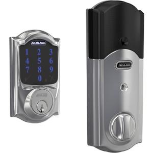 Schlage Connect Smart Deadbolt Lock with Touchscreen Keypad, Keyless Front Door Entry, Z-Wave Plus Compatible, Bright Chrome, BE469ZP CAM 625