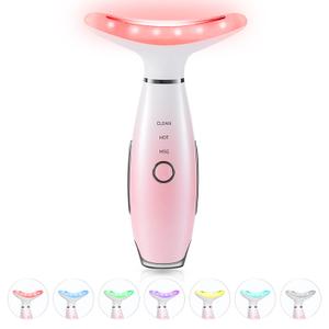 ELISHINE 7 Color Neck Face Massager  Facial Massager Tool for Skin Care at Home, Vibrating Face Massager with Thermals, Pink