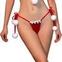 Women Lingerie Fishnet Bodysuit Sparkle Rhinestone Sexy Mesh Teddy Lingerie One Size (Christmas Red)