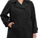 Anne Klein Women's Classic Double Breasted Wool Coat (1X, Black)