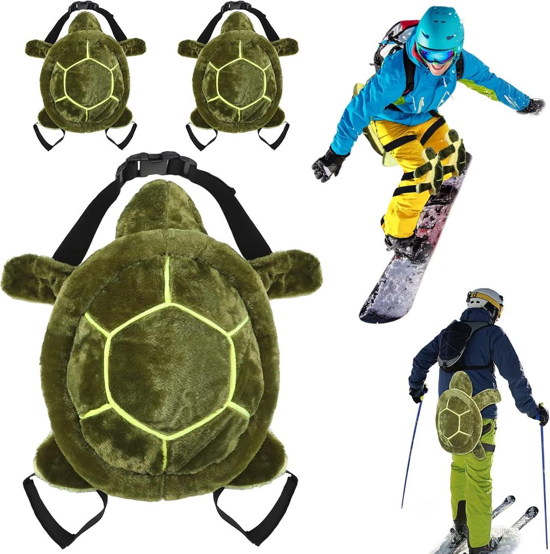 3pcs Turtle Butt Pads for Snowboarding Ski Protective Gear Set Cute Turtle 3D Hip Protectors for Skating Tortoise Cushion Padded Turtle Knee Pad for Kids Adults Skiing Roller Protection (Green)