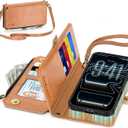 TUCCH Removable Crossbody Case Wallet for iPhone 17 Pro Max 6.9" 2025, Wireless Charging, RFID Blocking 10 Card Slots, Lanyard Wrist Strap, Zipper Pocket, PU Leather, Stand Magnetic Cover, Light Brown