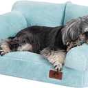 Hollypet Fluffy Dog Cat Bed Pet Couch Beds Plush Soft Warming Washable Puppy Bed for Small Medium Dogs and Large Cats, Mint Green, 24" L x 18" W x 10" Th