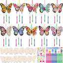 Colingmill 30 Pack Wind Chime Kit Make You Own Crafts Wind Chimes Outdoors Decorative DIY Coloring Wooden Crafts for Gift Art Room Birthday Party Favors(Butterfly Style)
