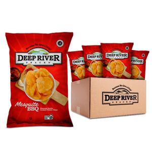 Deep River Kettle Cooked Potato Chips, Mesquite BBQ Chips 5oz (Pack of 12) - Crunchy and Flavorful, Kosher Certified, Gluten Free, Non-GMO, Perfect for Parties and Picnics, Best By: Jun 16 2025