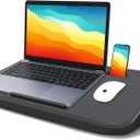 Lap Desk with Cushion, Fits up to 17 inch Laptop, Pillow Designed, Portable Laptop Stand with Tray, Pad & Phone Holder, Home Office for Bed/Couch/Car/Reading/Writing,MillHome (Black)