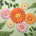 SUNBEAUTY Daisy Giant Paper Flowers Wall Decor 3D Large Flowers Bulletin Board Decoration Orange Yellow Artificial Flowers for Classroom Office Decor Spring Wedding Baby Shower Garden Party